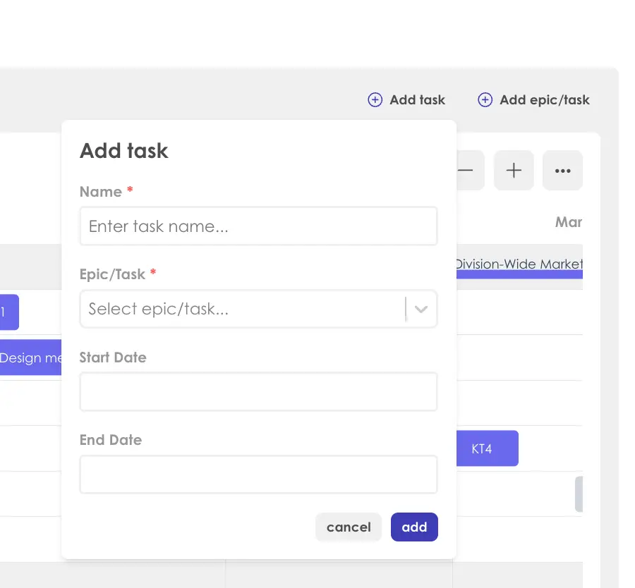 Kiplot Portfolio Planning Add Task dialog