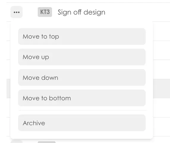 Kiplot Task Planner dropdown menu for task management options.