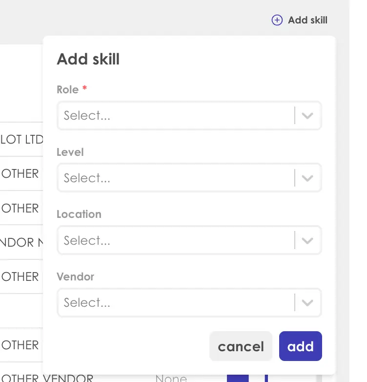 Kiplot Capacity Planning Skills Configuration Add Skill Modal